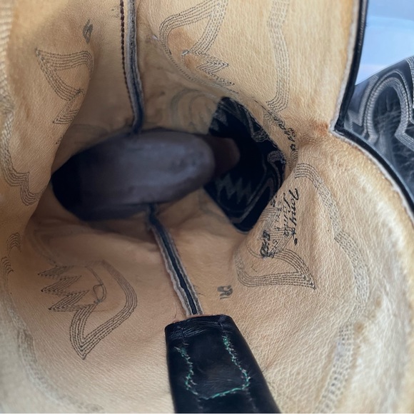 Tony lama cowboy boots black gray pointed toe men’s size 8.5 leather - Picture 8 of 9